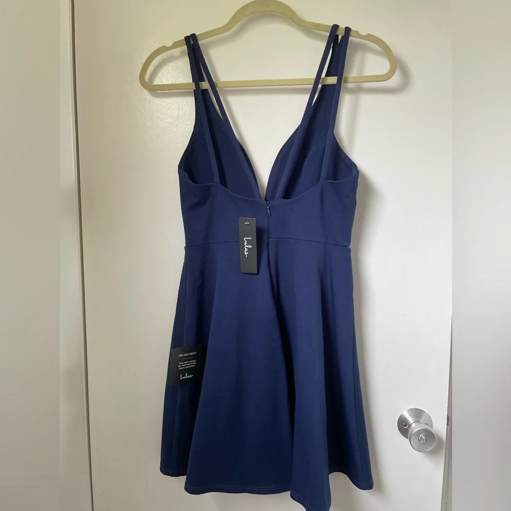 NWT Lulu’s Love Galore Navy Blue Skater Dress, Size Small - Picture 5 of 6